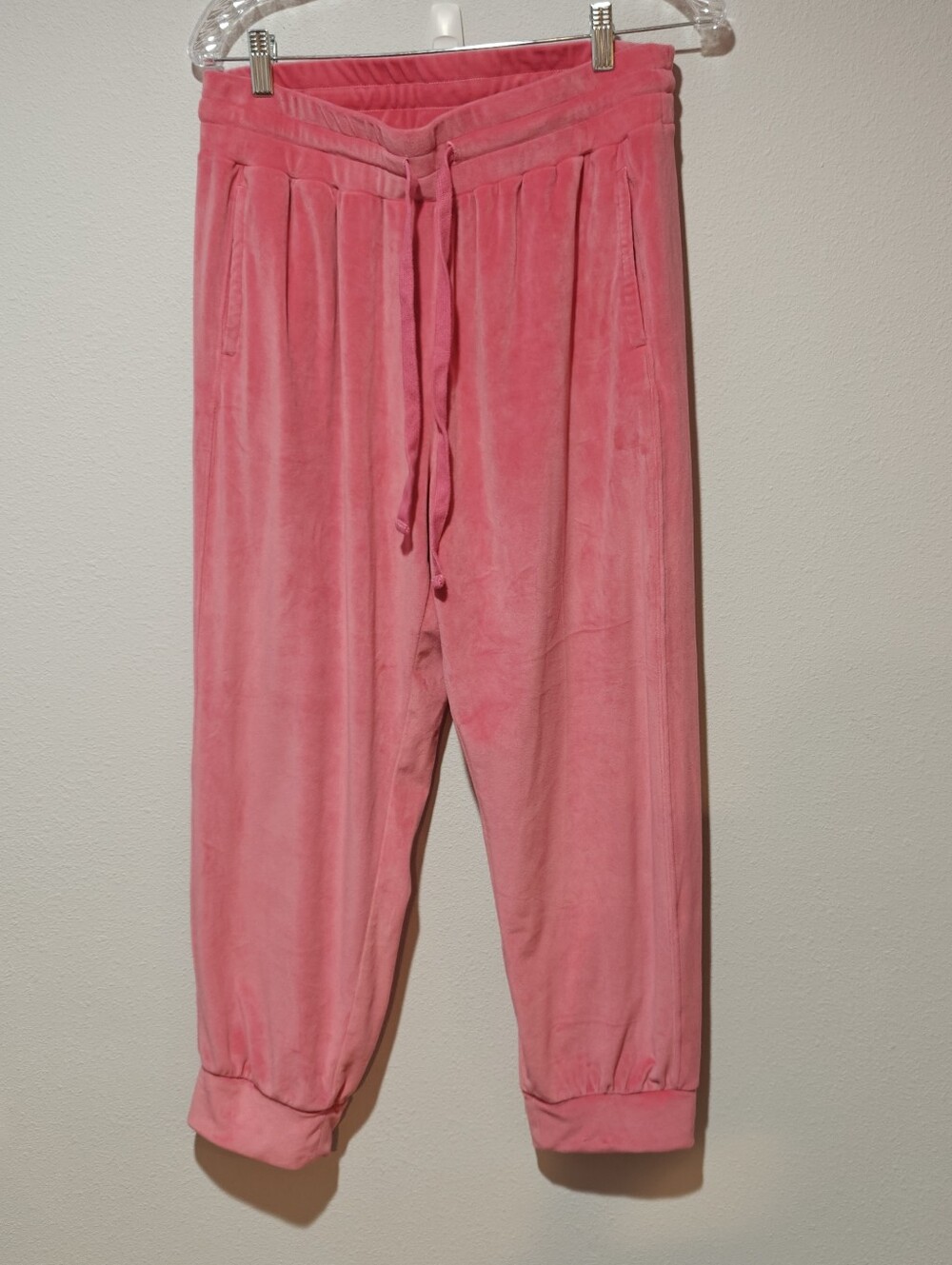 Anthropologie Saturday Sunday Pink Velor Jogger Pants Large Barbie Barbiecore - Picture 2 of 6